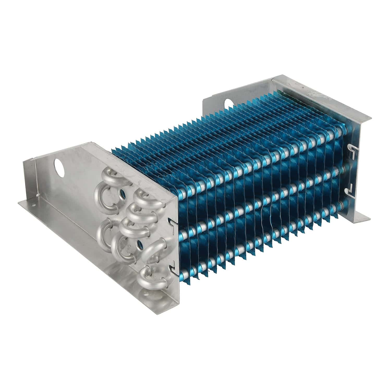 Aluminum tube fin evaporator for efficient refrigeration cooling.