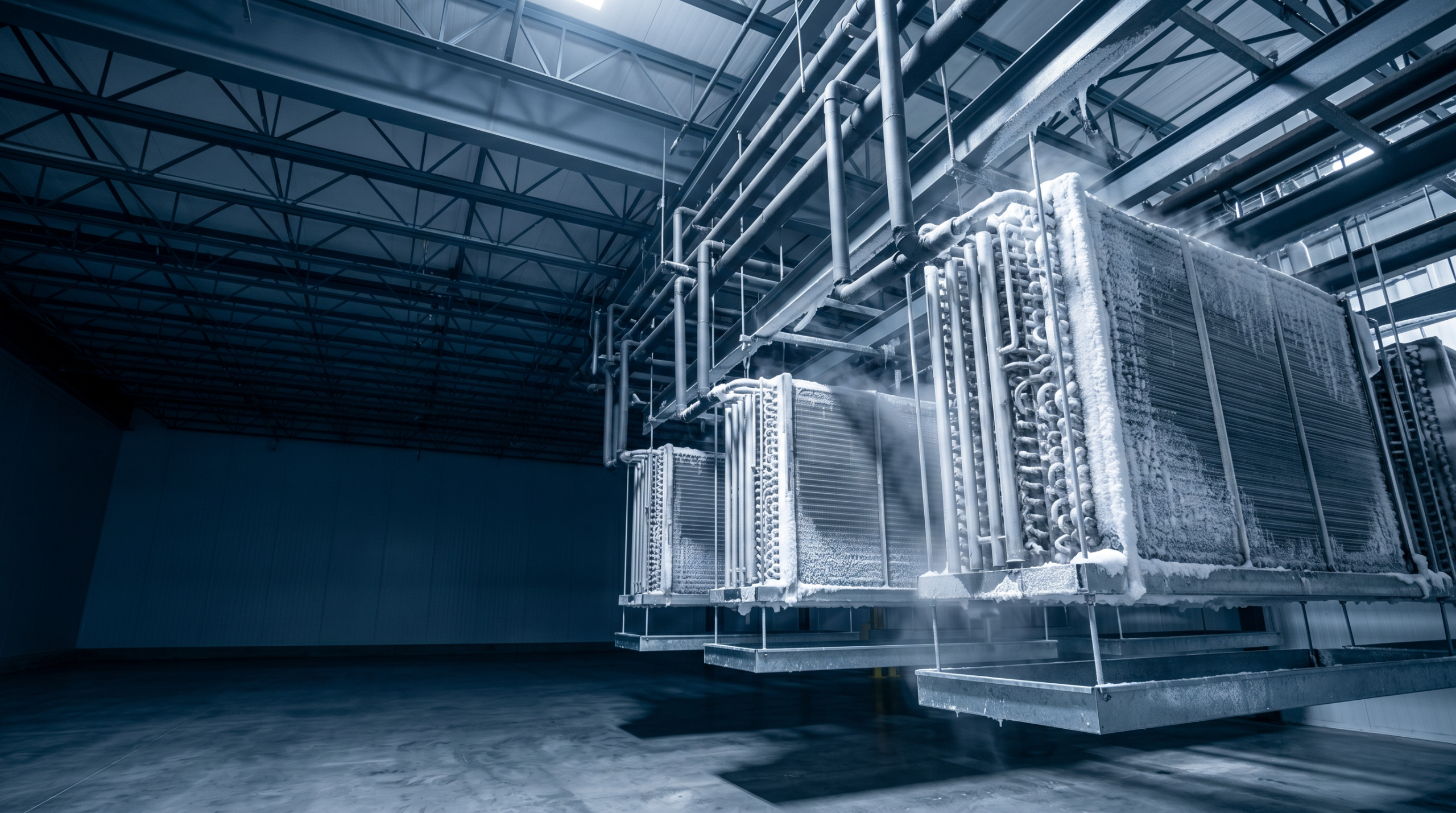 Industrial evaporator coil for cold storage refrigeration systems