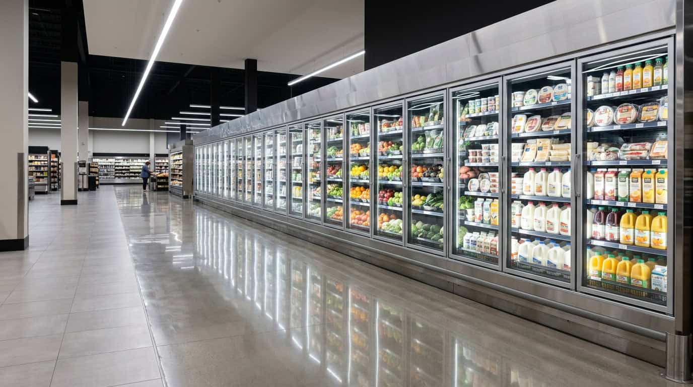parts of refrigeration system — modern commercial refrigeration equipment installation