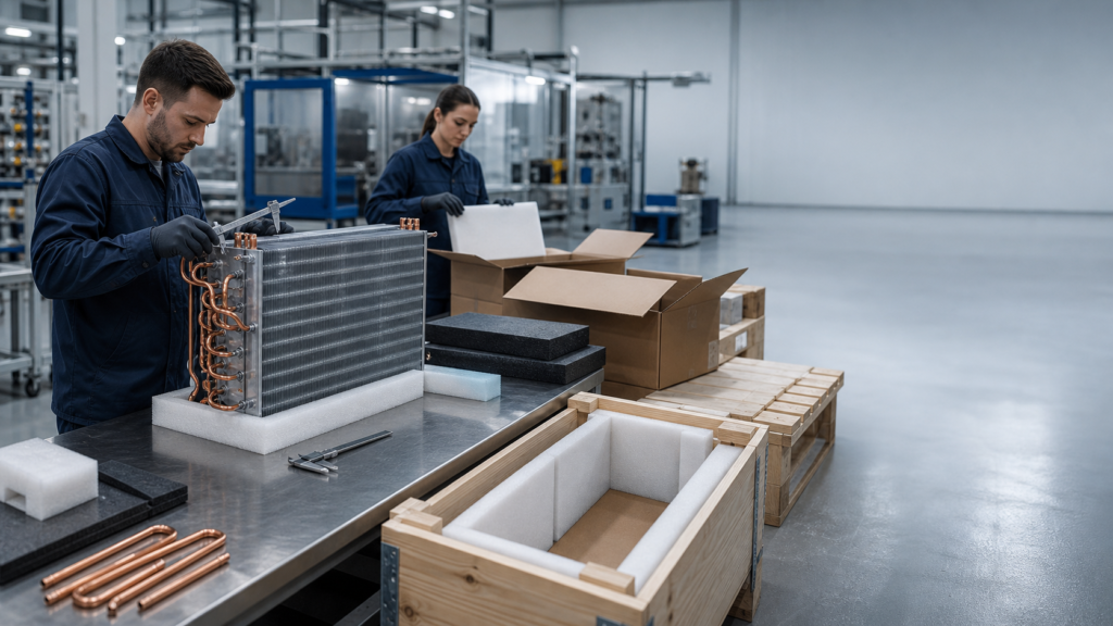 Export packaging for custom refrigeration coil samples