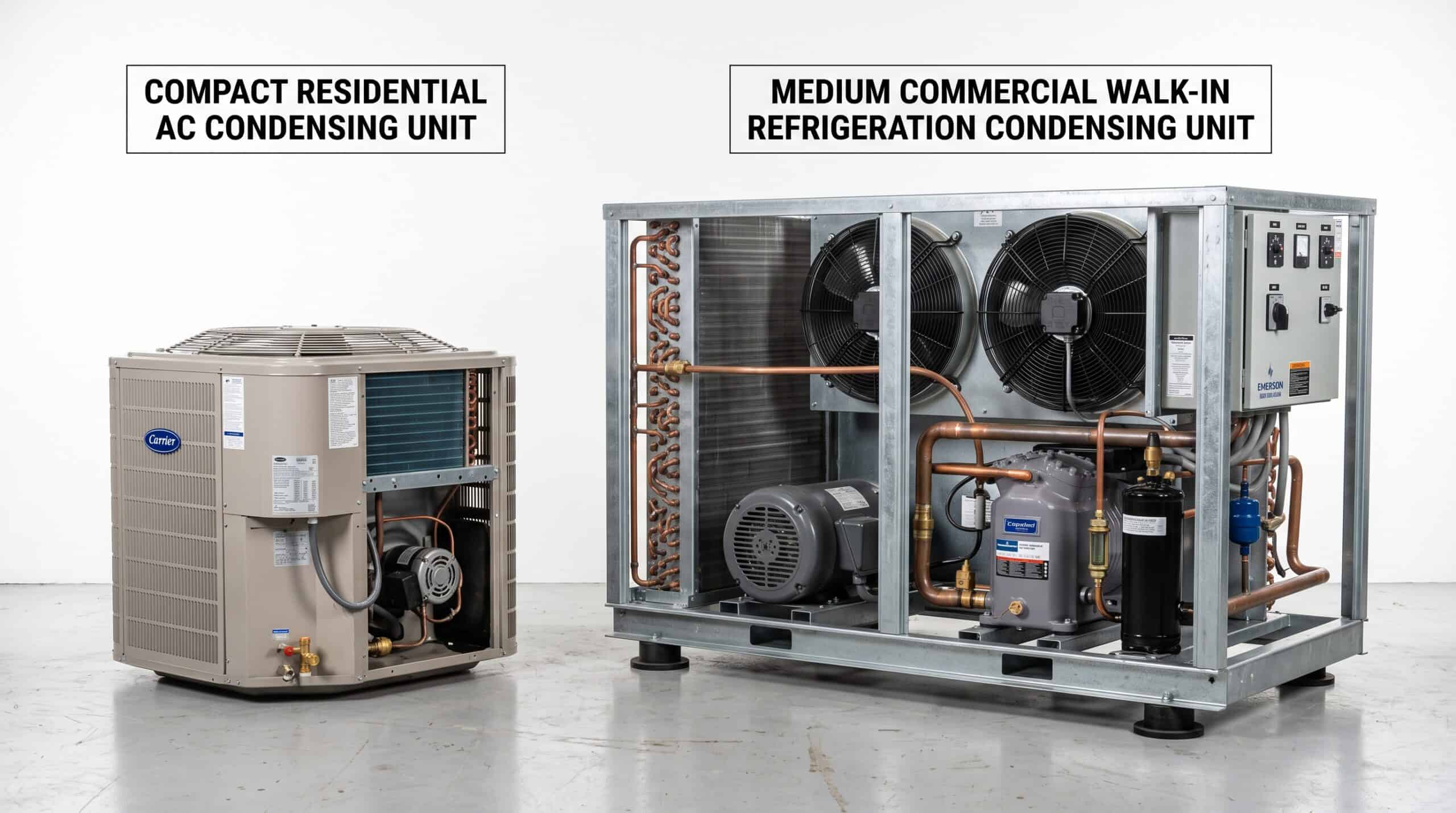 Residential and commercial refrigeration units for cooling solutions.