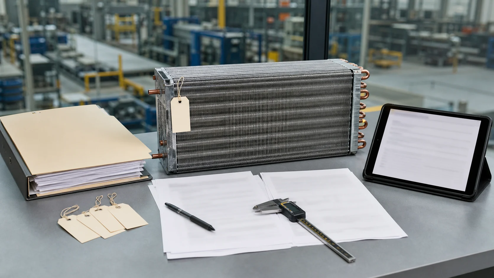 CO2 coil sample, blank traceability tags and pressure-test documentation