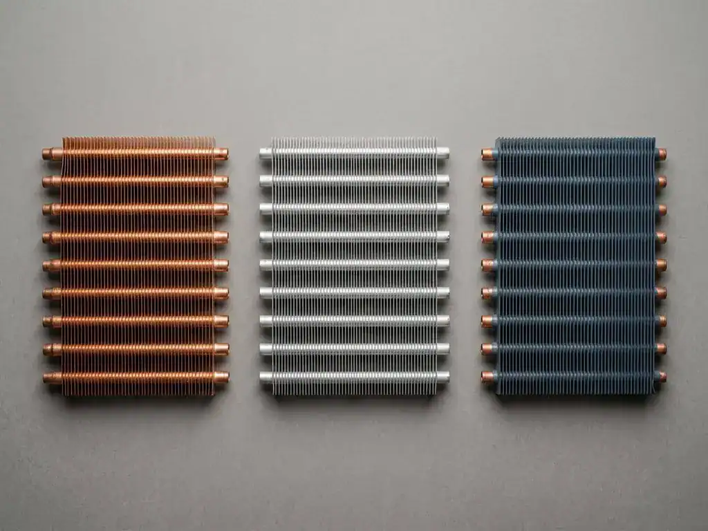 commercial refrigeration coil coating scope - fins, tubes, headers and masked connections on a coated coil