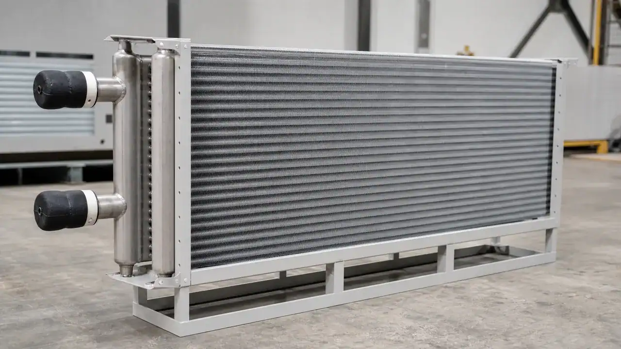 Large industrial refrigeration coil for cooling and refrigeration applications.