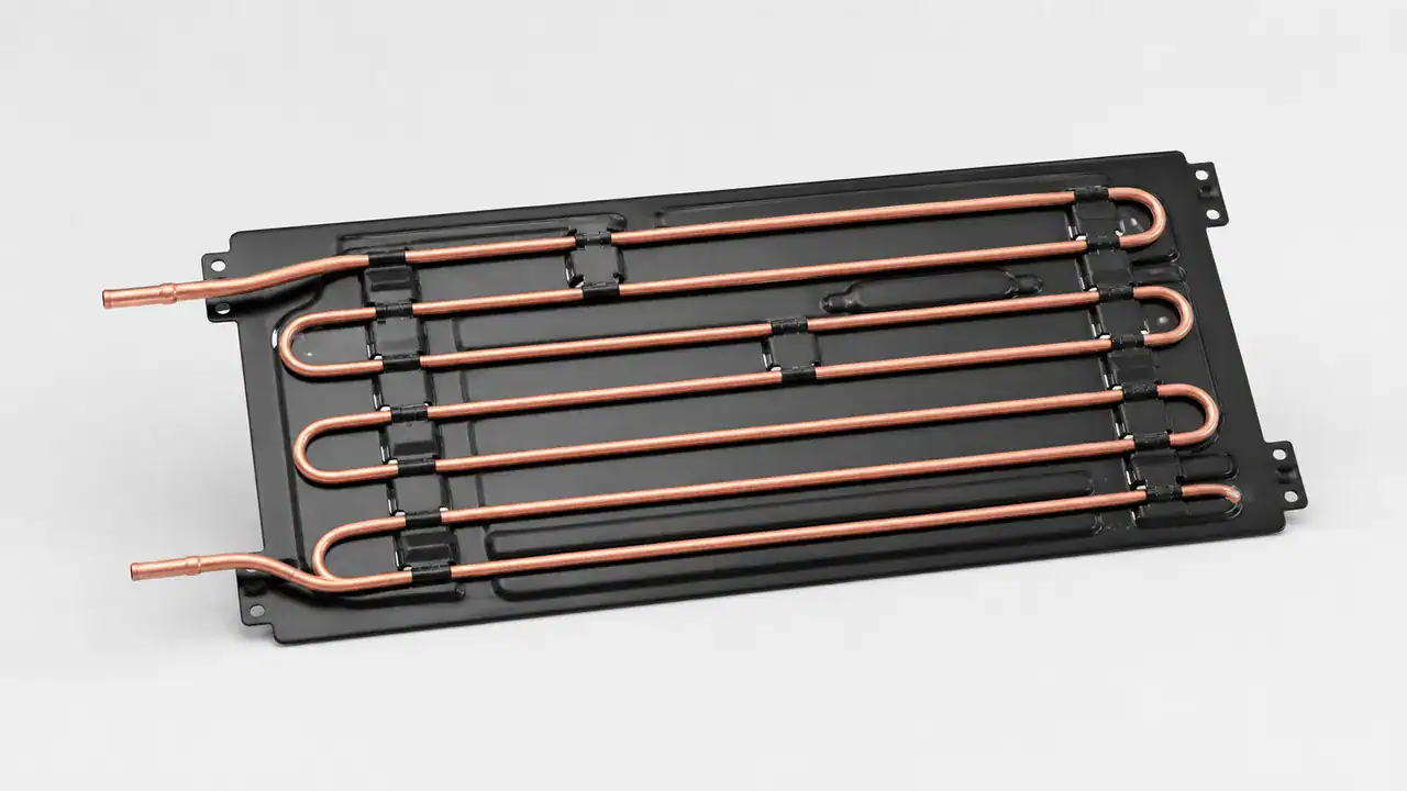Tube-on-plate condenser for compact refrigerator OEM applications