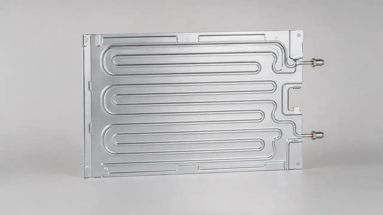 Roll-bond evaporator panel for household freezer applications