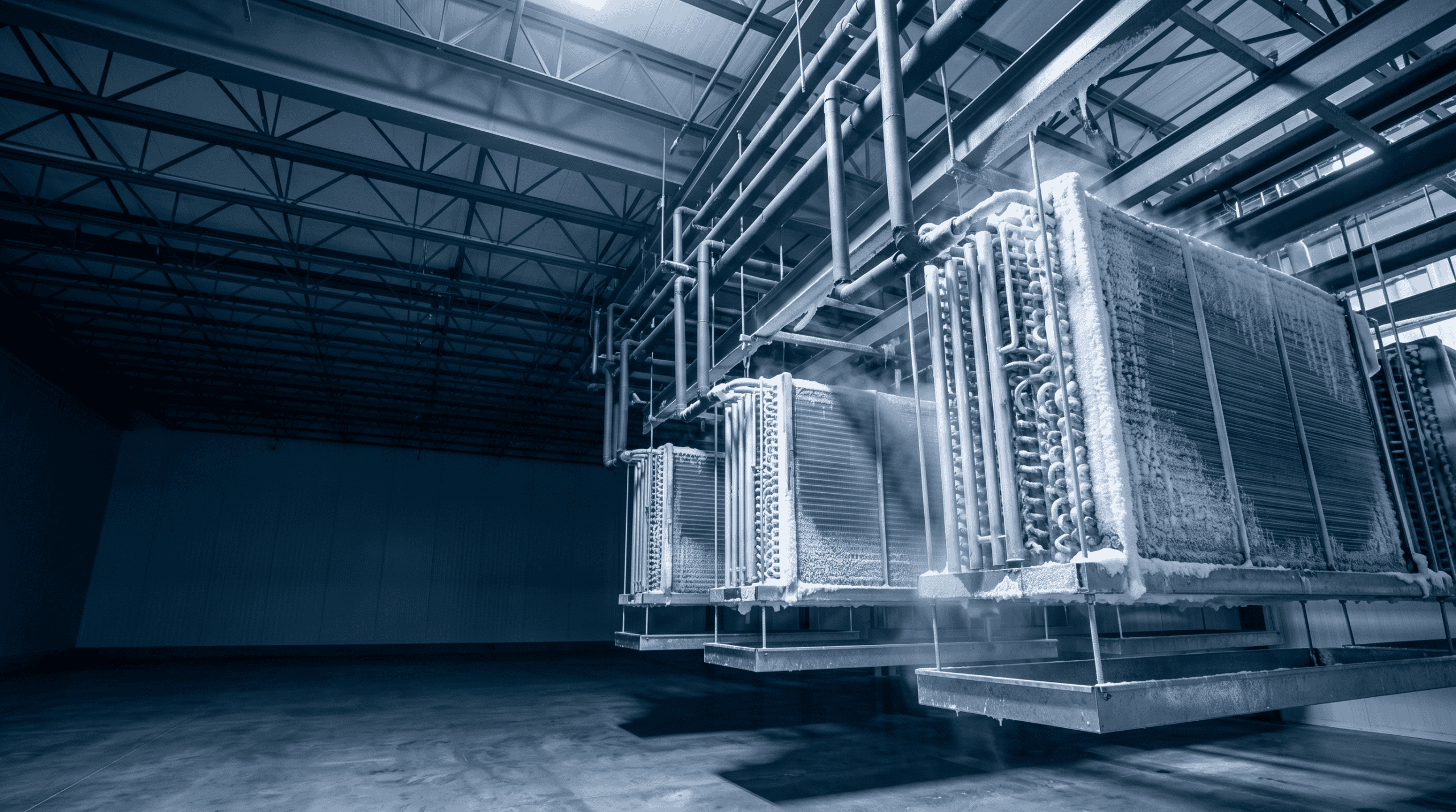 industrial refrigeration evaporator coil for a cold-storage application