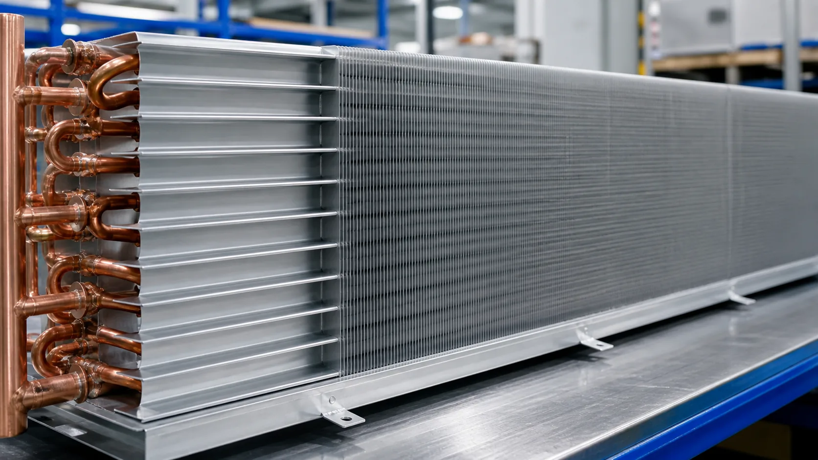 Staged evaporator coil with wider leading-edge fins and denser trailing-edge fins