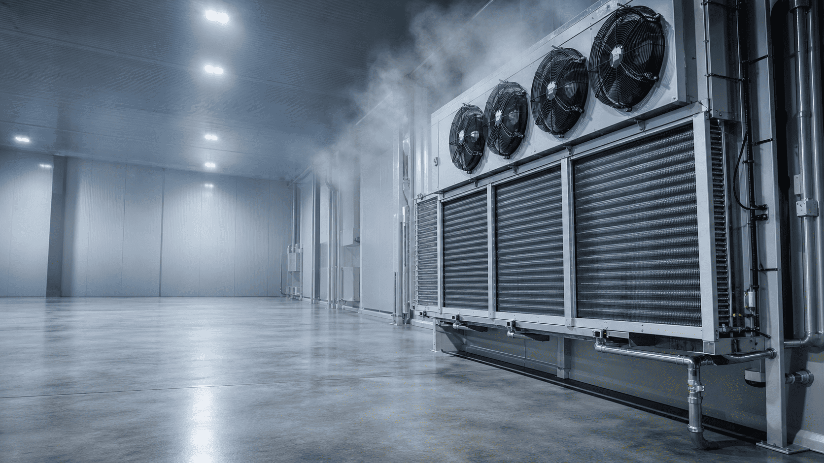 large evaporator air cooler serving a cold-storage warehouse