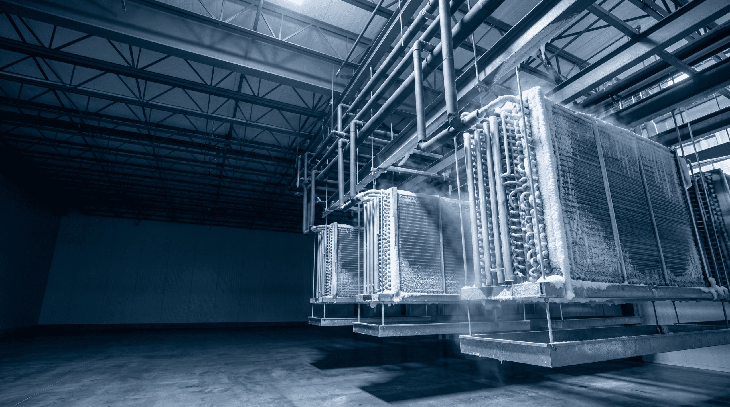 Large industrial refrigeration units in a modern facility.