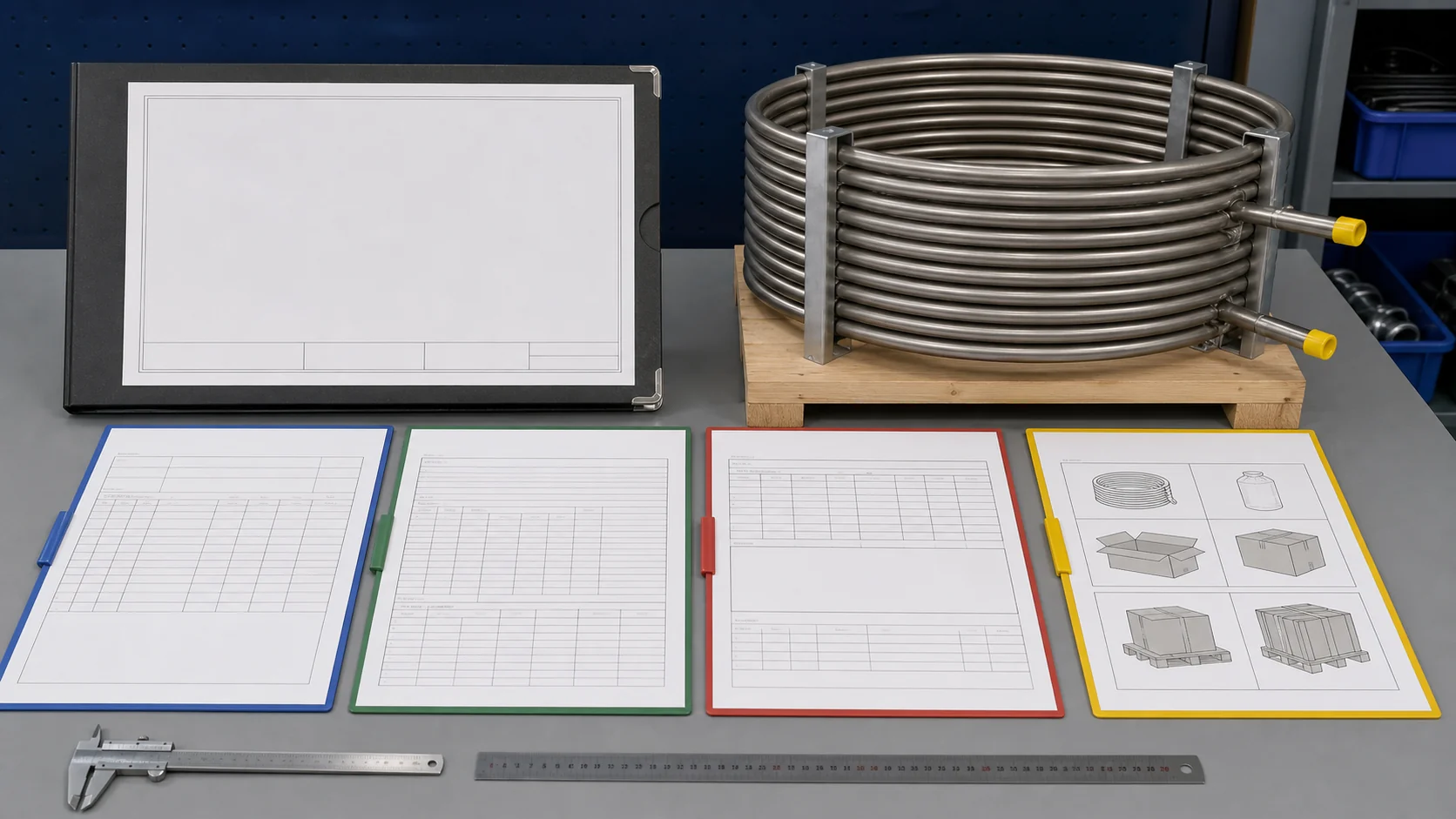 OEM coil production approval evidence pack with drawing, material, inspection, test, and packing records