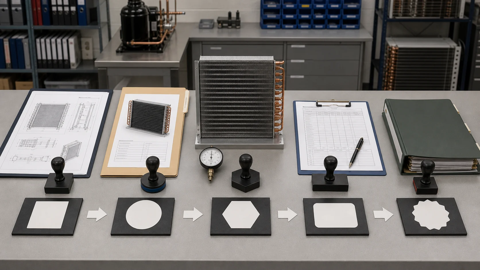 Five-stage OEM coil production release gate from approved drawing to repeat order