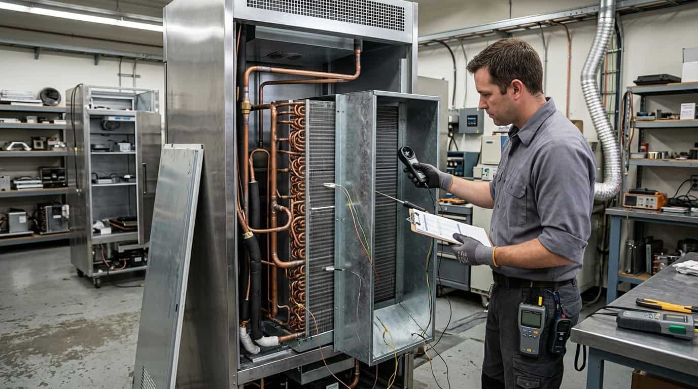 condenser coil MOQ 鈥?finished OEM refrigerator condenser coil installed behind a cabinet