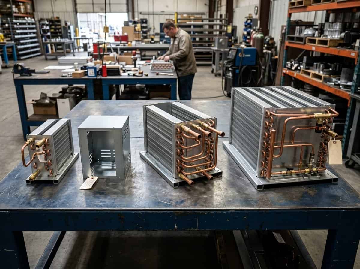 condenser coil MOQ 鈥?side-by-side layouts showing sample, pilot, and repeat-production quantities