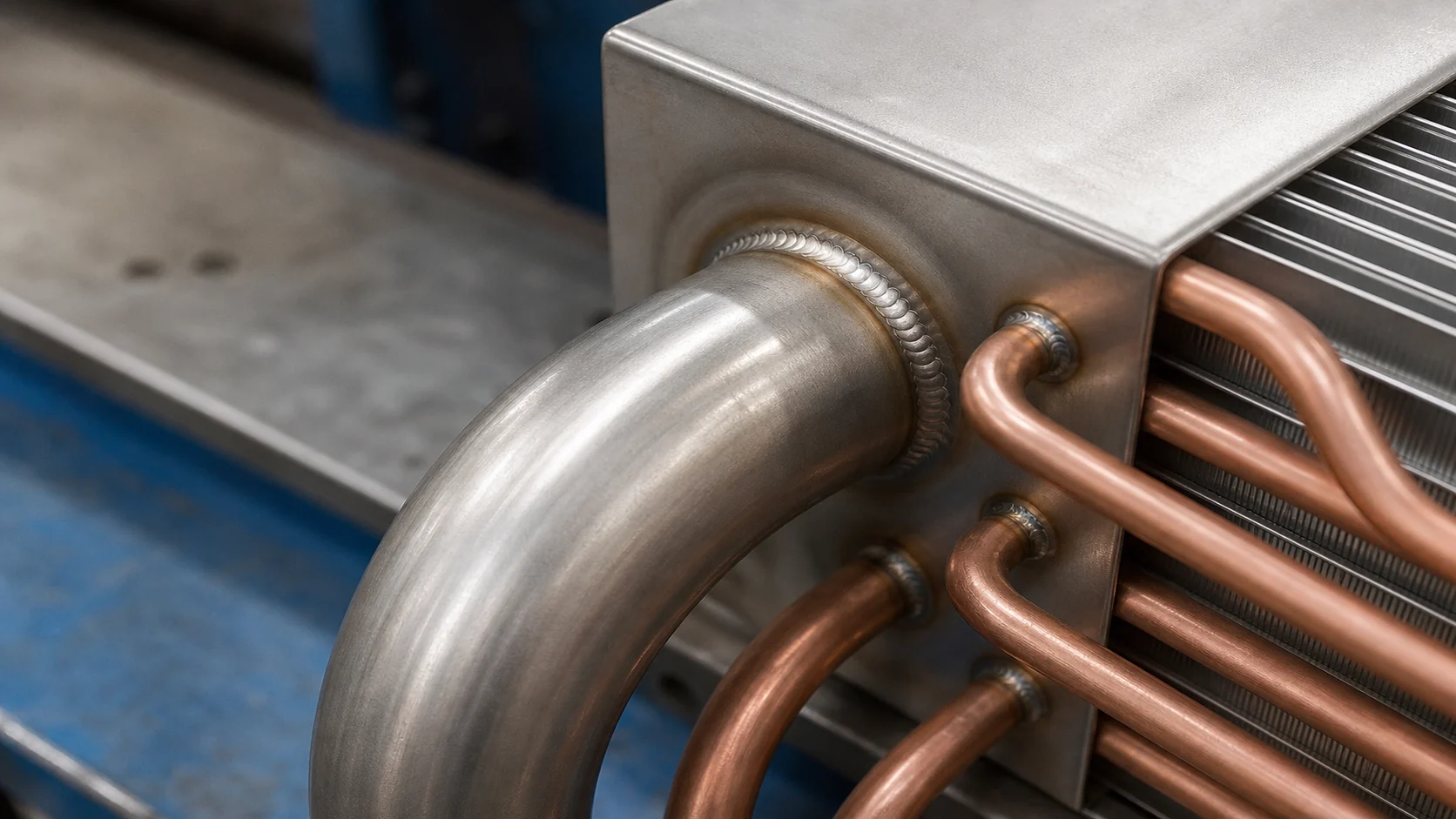 Header-to-tube refrigeration coil joint with a consistent weld bead and clean transition