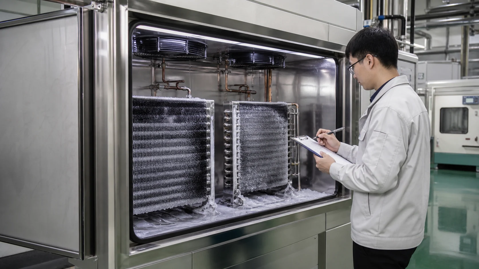 Production-intent evaporator coil validation run with frost recovery