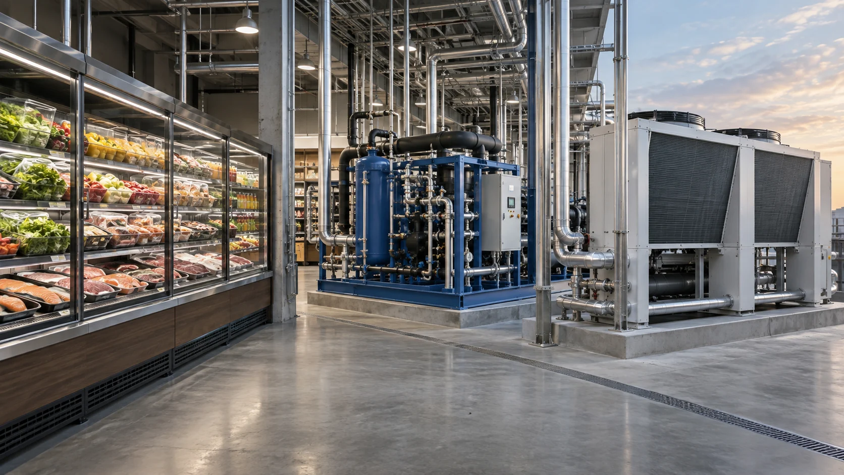 Cooling system applications Commercial food-retail case, industrial process-cooling skid, and HVAC heat-pump module