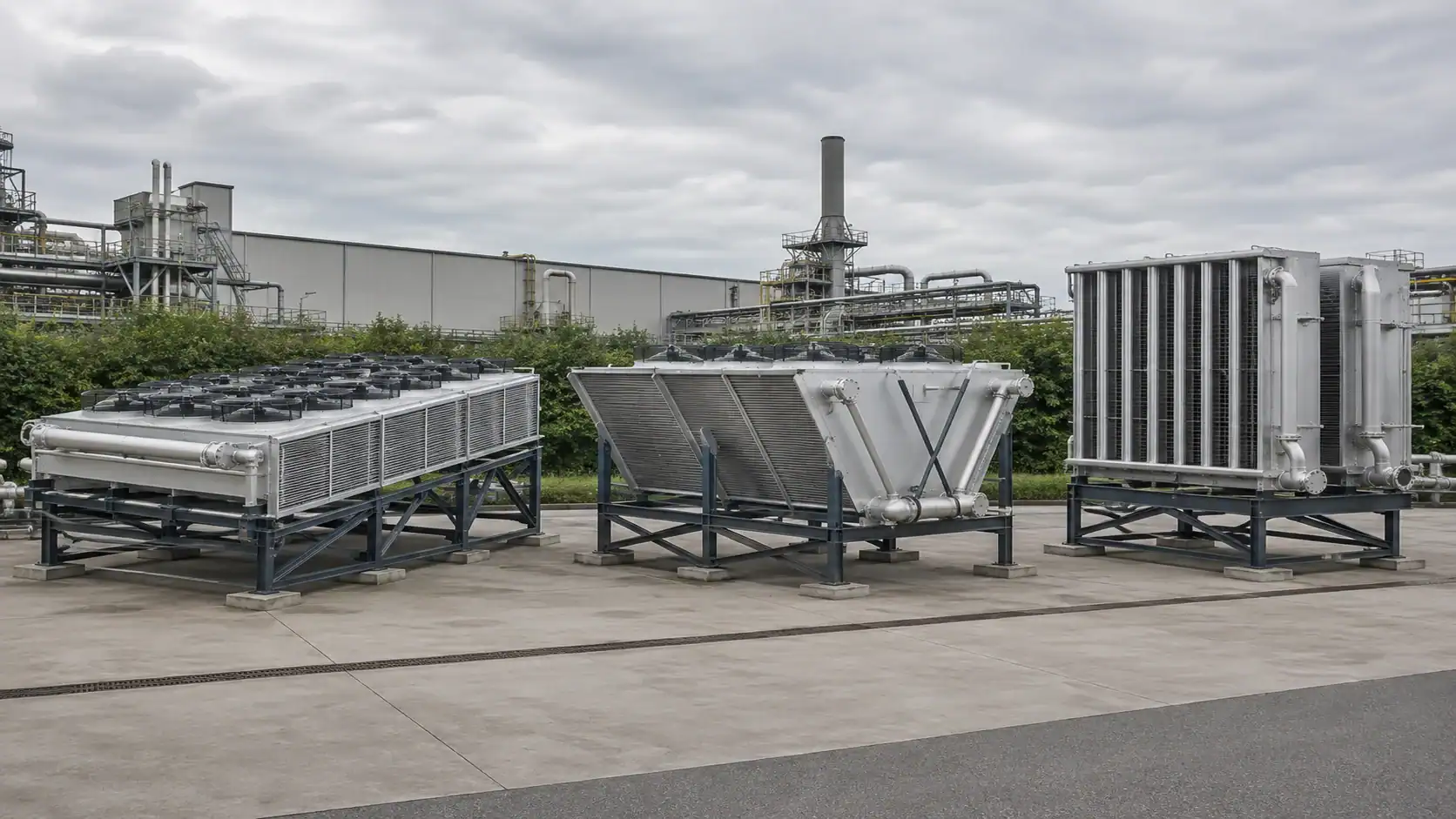 Large industrial HVAC units on rooftop for commercial refrigeration.