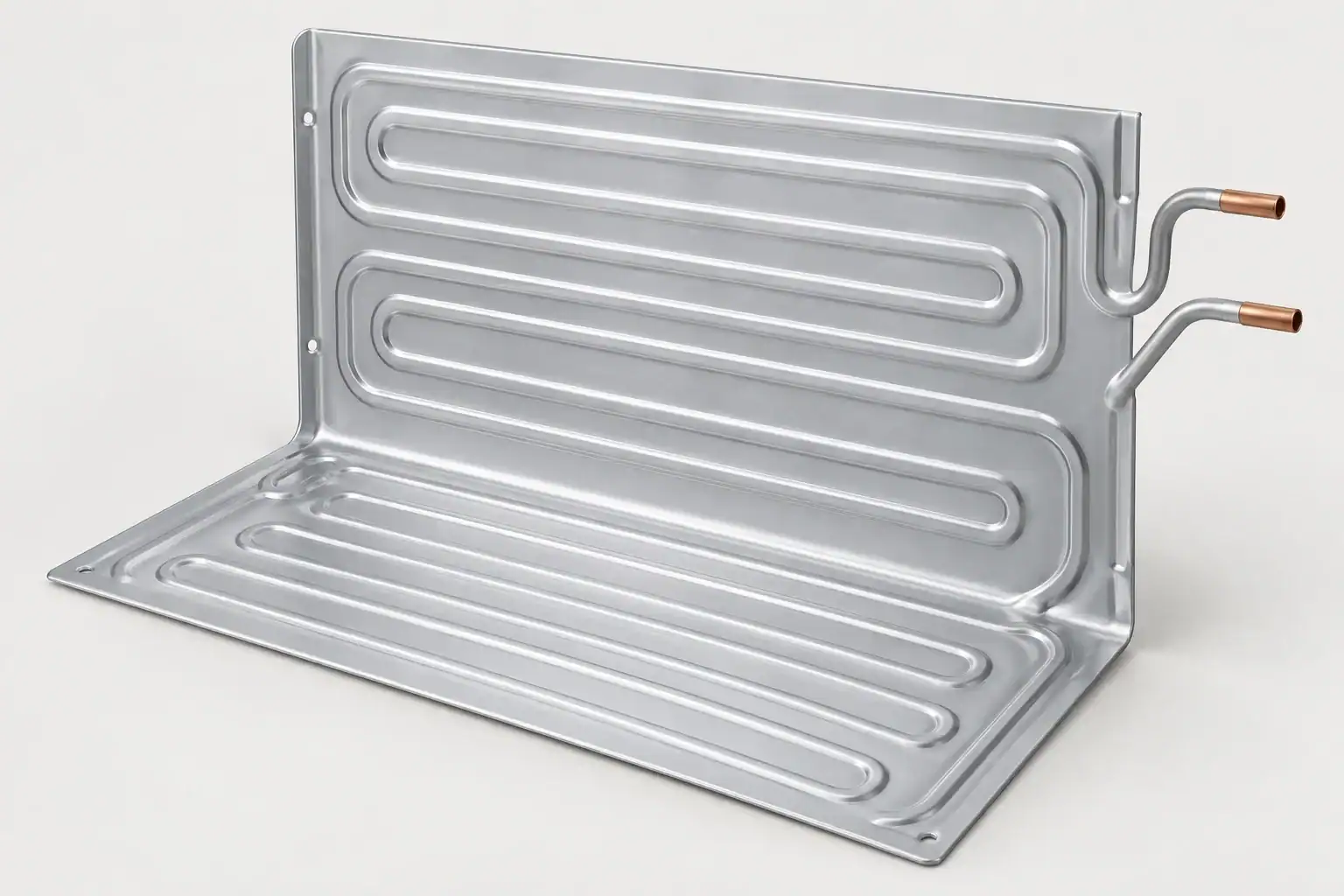 Stainless steel refrigeration evaporator coil for commercial cooling systems.