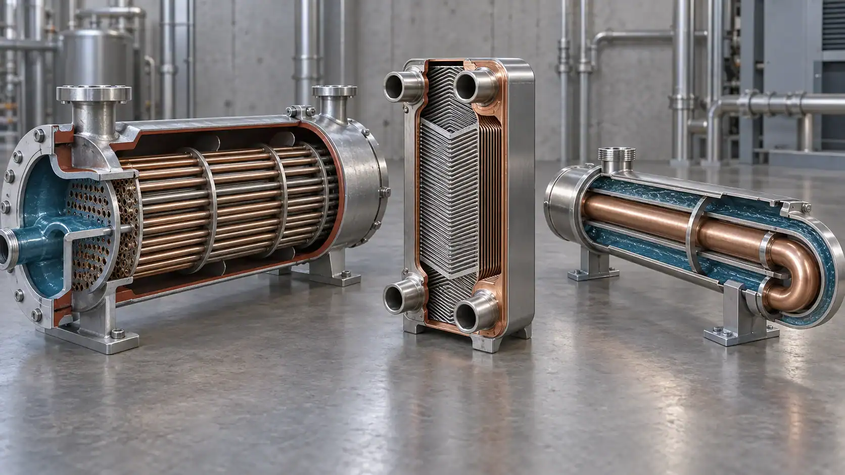 Industrial refrigeration components including heat exchangers and condensers at Domi Refrigeration.
