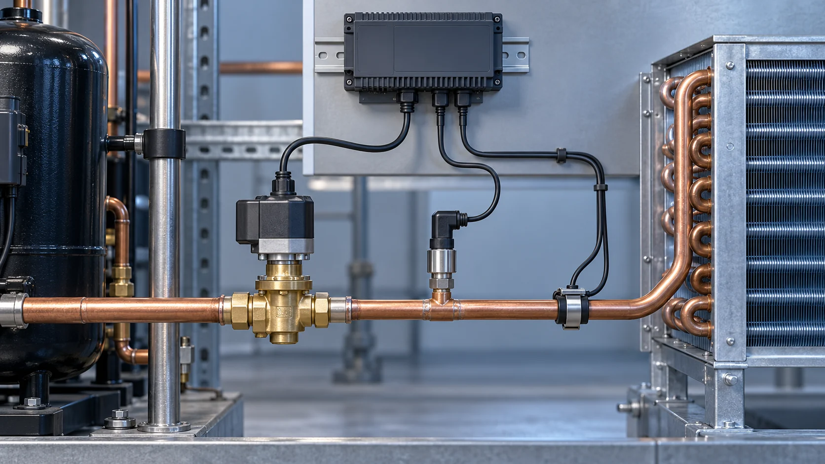 Electronic expansion valve connected to refrigeration sensors and evaporator